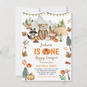 Boho Woodland Bonfire Pumpkin eerste verjaardag Kaart (Voorkant)