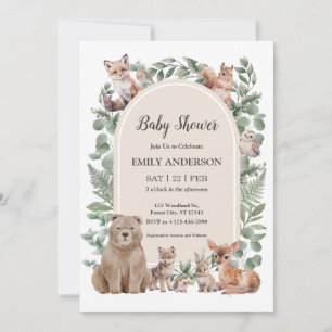 Boho Woodland Bosdieren Baby Shower Uitnodiging