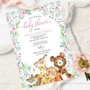Boho Woodland Bosvrienden Baby Shower Kaart