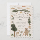 Boho Woodland Boy Verjaardagsfeest Kaart (Voorkant)