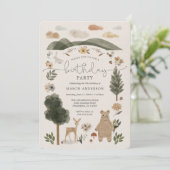Boho Woodland Boy Verjaardagsfeest Kaart (Staand voorkant)