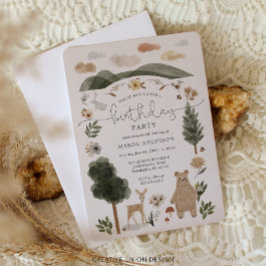 Boho Woodland Boy Verjaardagsfeest Kaart