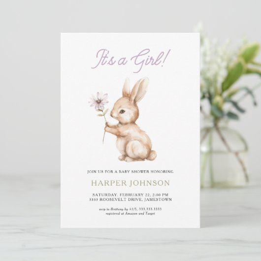 Boho Woodland Bunny Baby shower Kaart (Staand voorkant)