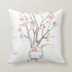 Boho Woodland Bunny Floral Baby Nursery Pillow Kussen
