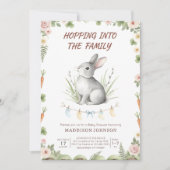 boho woodland bunny greenery baby shower kaart (Voorkant)