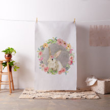 Boho Woodland Bunny Rabbit Nursery Quilt Fabric