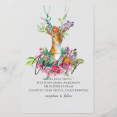 Boho Woodland Deer Floral Budget Wedding Invites (Voorkant)