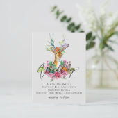 Boho Woodland Deer Floral Budget Wedding Invites Briefkaart (Staand voorkant)