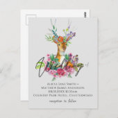 Boho Woodland Deer Floral Budget Wedding Invites Briefkaart (Voorkant / Achterkant)