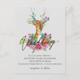 Boho Woodland Deer Floral Budget Wedding Invites Briefkaart