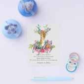 Boho Woodland Deer Floral Budget Wedding Invites Flyer (Enkel)