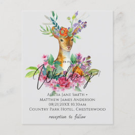 Boho Woodland Deer Floral Budget Wedding Invites Flyer