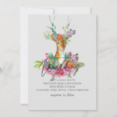 Boho Woodland Deer Floral Budget Wedding Invites Kaart (Voorkant)
