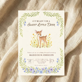 boho woodland deer greenery baby shower kaart
