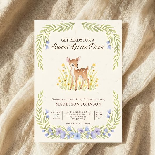 boho woodland deer greenery baby shower kaart
