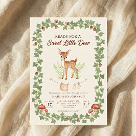 boho woodland deer greenery baby shower kaart