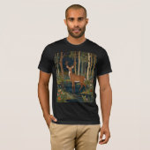 Boho Woodland Deer Print Rustiek bosgroen T-shirt (Voorkant volledig)