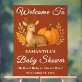 Boho Woodland Deer & Pumpkin Herfst Baby shower Acryl Bord (Neutraal)