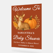 Boho Woodland Deer & Pumpkin Herfst Baby shower Acryl Bord (Hoek)