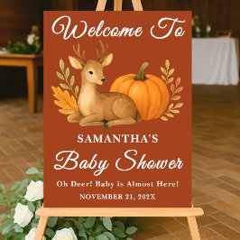 Boho Woodland Deer & Pumpkin Herfst Baby shower Acryl Bord