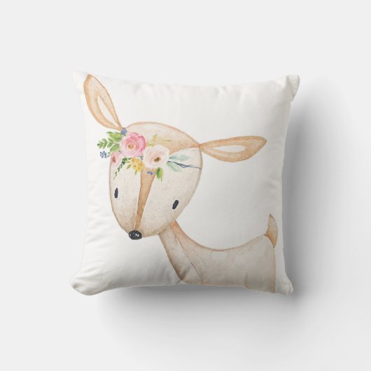 Boho Woodland Deer Waterverf Baby Nursery Pillow Kussen (Voorkant)