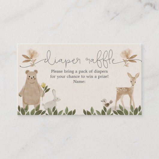 Boho Woodland Diaper Raffle Baby shower Kaart (Voorkant)