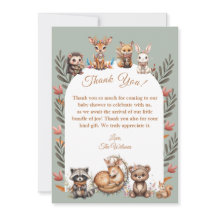 Boho Woodland Dieren Baby Shower Bedankkaart