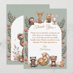 Boho Woodland Dieren Baby Shower Bedankkaart