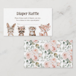 Boho Woodland Dieren Baby Shower Luier Raffle Informatiekaartje