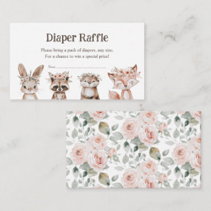Boho Woodland Dieren Baby Shower Luier Raffle Informatiekaartje