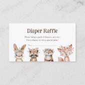Boho Woodland Dieren Baby Shower Luiers Raffle Informatiekaartje (Voorkant)