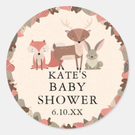 Boho Woodland Dieren Bos Baby Shower Favor Ronde Sticker