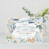 Boho Woodland Dreamcatcher Baby shower Uitnodiging (Staand voorkant)