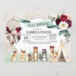 Boho Woodland Dreamweaver Baby shower Uitnodiging