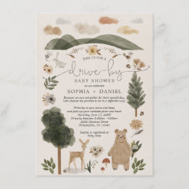 Boho Woodland Drive-By Baby shower Uitnodiging Kaa