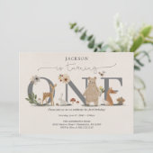 Boho Woodland eerste verjaardag Kaart (Staand voorkant)