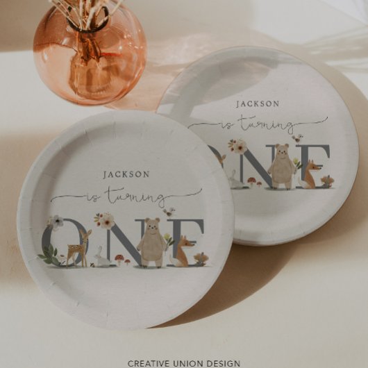 Boho Woodland eerste verjaardag Papieren Bordje