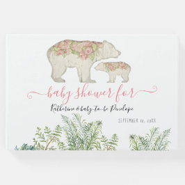 Boho Woodland Floral Beer Fern Foliage Baby Girl Gastenboek