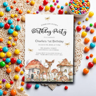 Boho Woodland Forest Animals 1e verjaardagsfeest Kaart