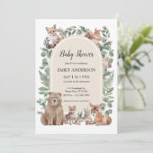 Boho Woodland Forest Animals Baby Shower Invitatio Kaart (Staand voorkant)