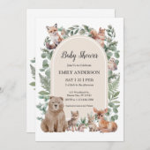 Boho Woodland Forest Animals Baby Shower Invitatio Kaart (Voorkant / Achterkant)