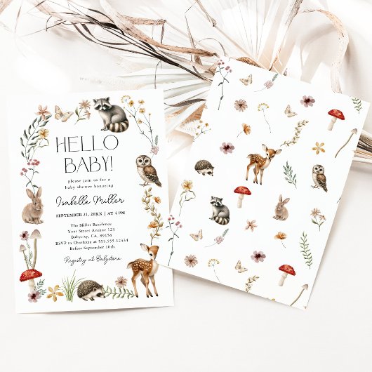 Boho Woodland Forest Animals Baby shower Kaart