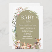 Boho Woodland Forest Animals Baby Shower Kaart (Voorkant / Achterkant)