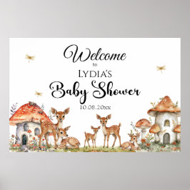 Boho Woodland Forest Animals Baby shower Welkom Poster
