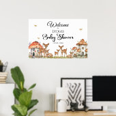 Boho Woodland Forest Animals Baby shower Welkom Poster (Thuiskantoor)