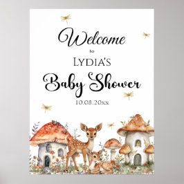 Boho Woodland Forest Animals Baby shower Welkom Poster