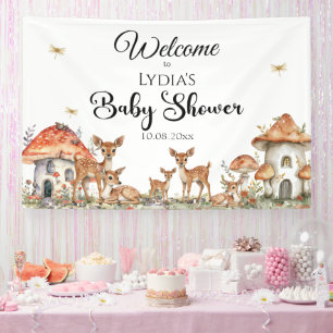 Boho Woodland Forest Animals Baby shower Welkom Spandoek