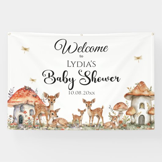 Boho Woodland Forest Animals Baby shower Welkom Spandoek (Horizontaal)