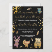 Boho Woodland Forest Animals Metallic Baby shower Kaart (Voorkant)