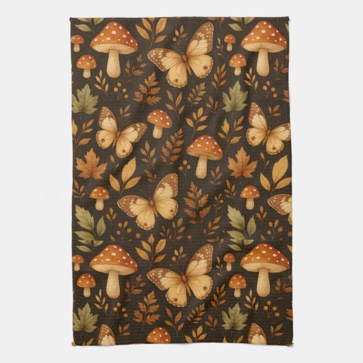 Boho Woodland Forest-paddenstoelen | Valkleuren Theedoek (Verticaal)